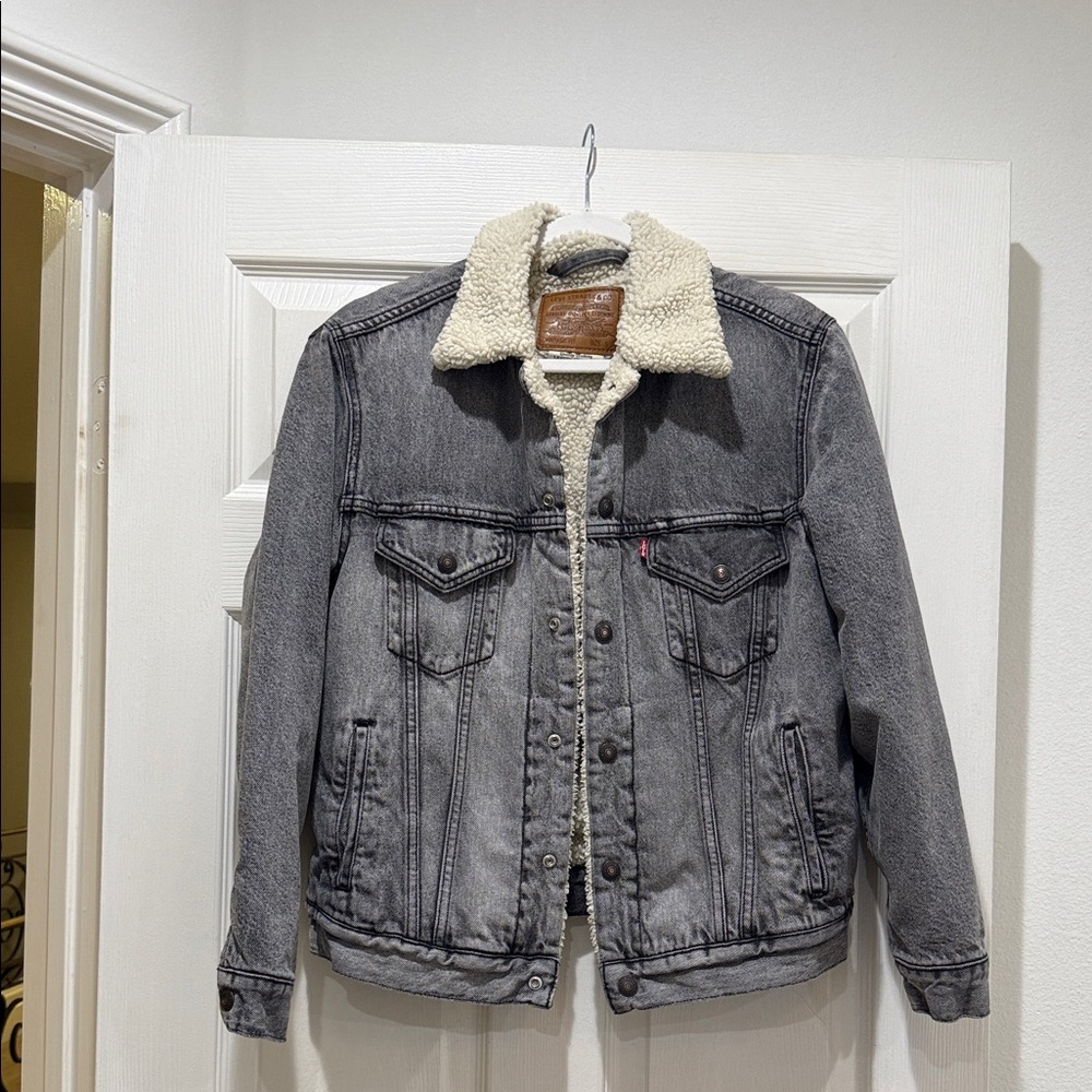 Levi's Gray Denim Jacket with Sherpa Collar